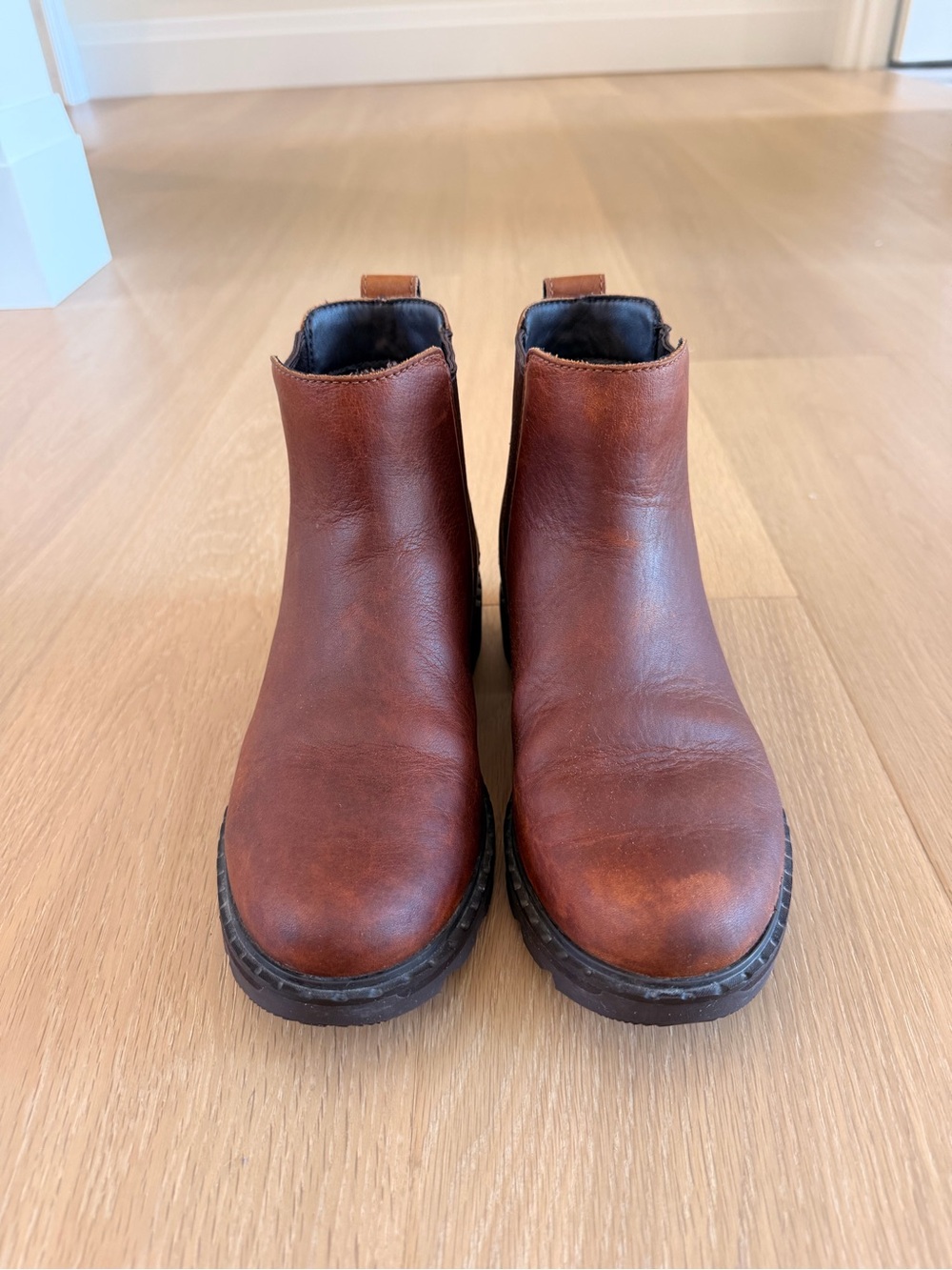 Sorel Women Brown Leather Lennox Chelsea Boots
